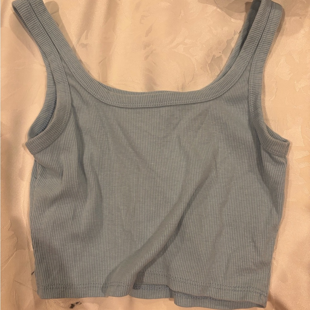 Women's Blue Ribbed Tank Top